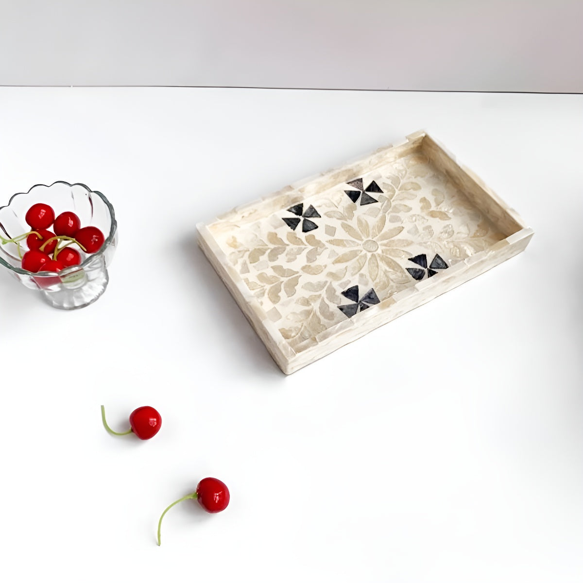 Mother-of-Pearl Inlay Mosaic Rectangular Tray