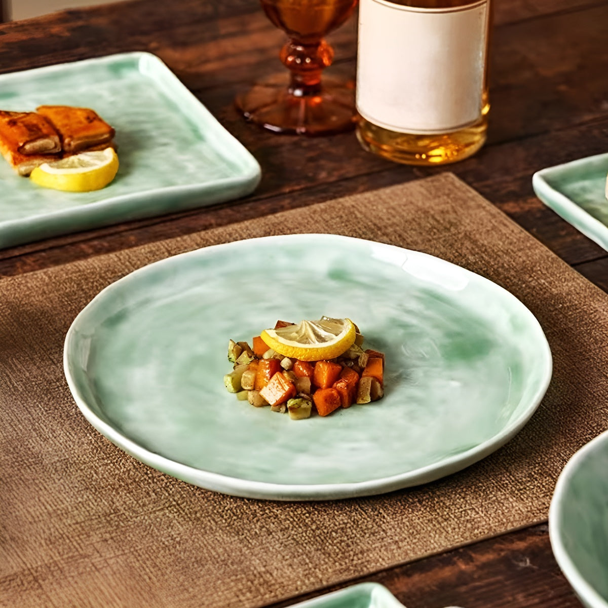 Green Ceramic Dinning Plate