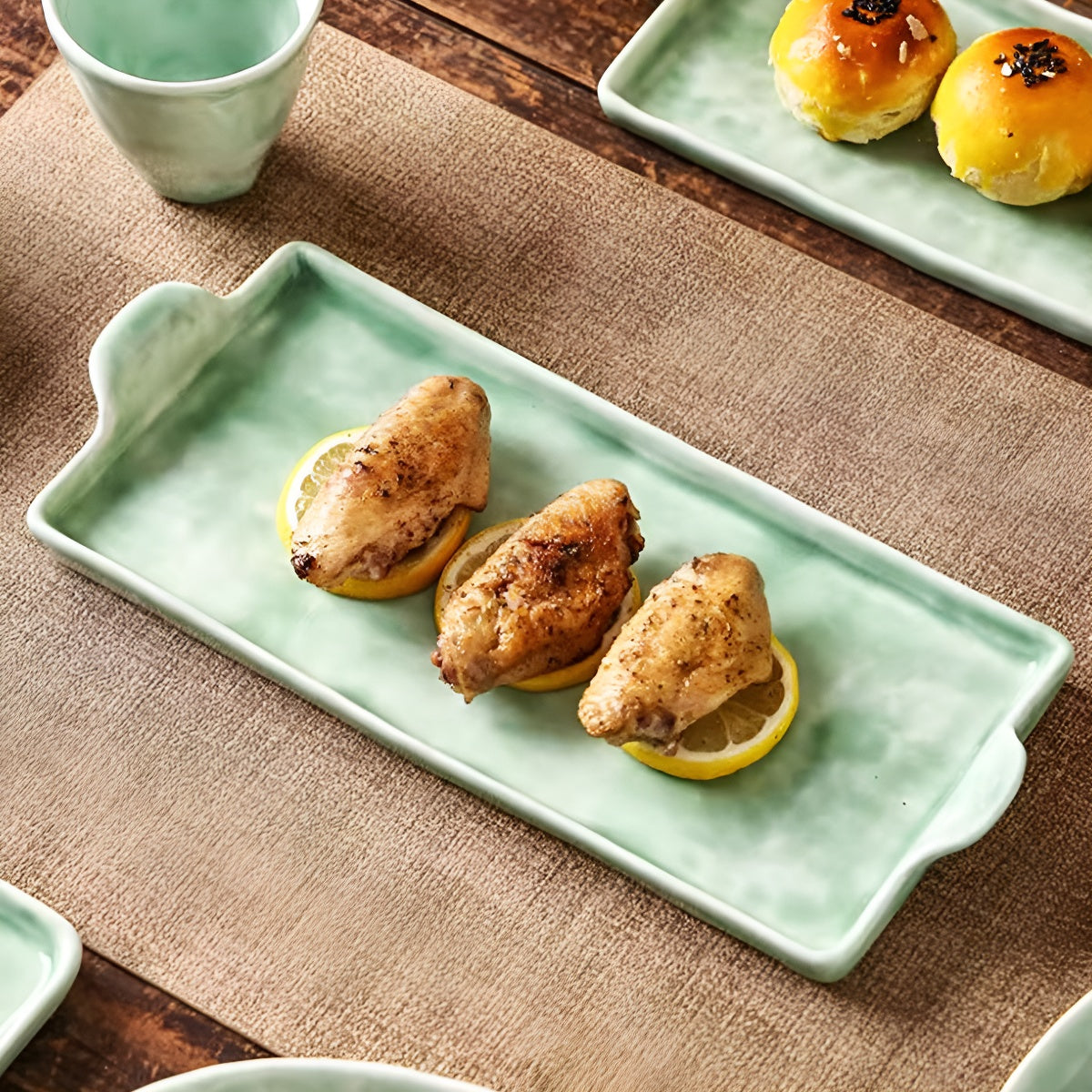 Green Ceramic Dinning Plate