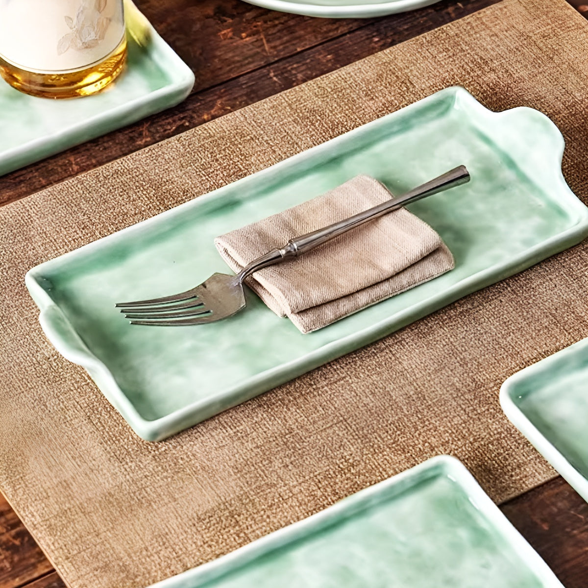 Green Ceramic Dinning Plate