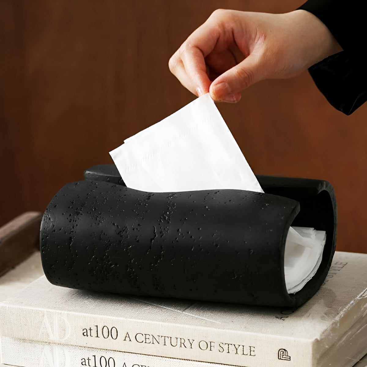Black Travertine Tissue Box