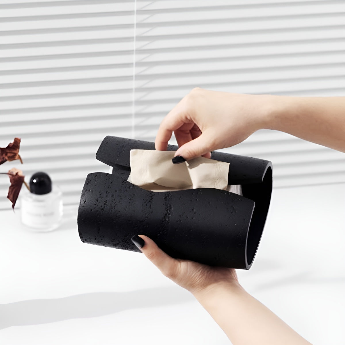 Black Travertine Tissue Box