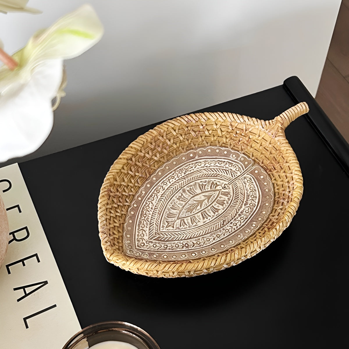Handcrafted Leaf-Shaped Resin Tray