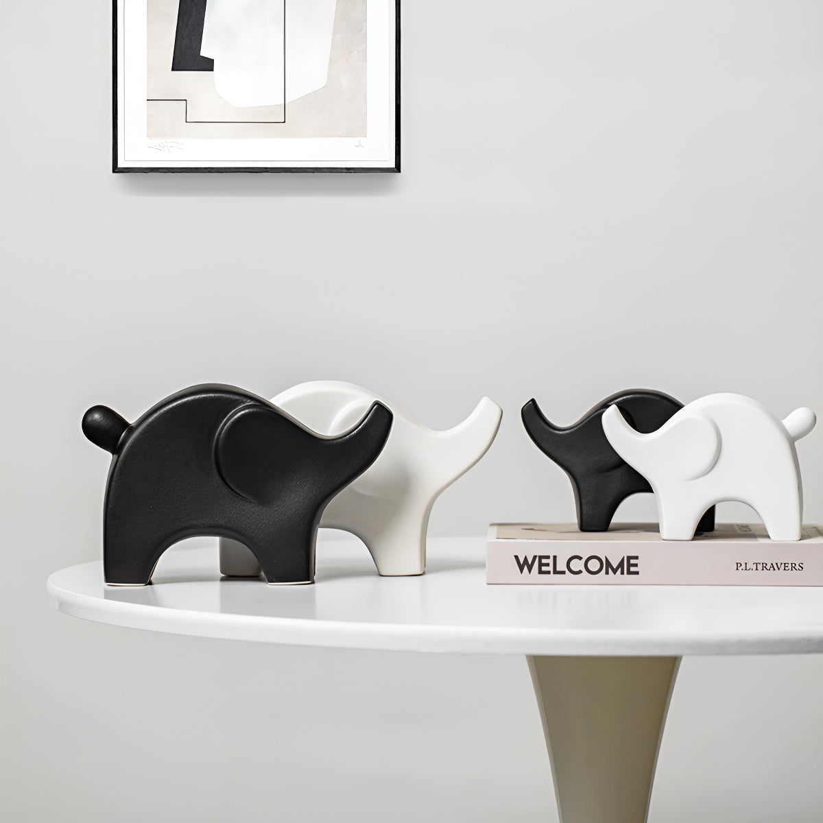 Matte Minimalist Ceramic Elephant Figurine