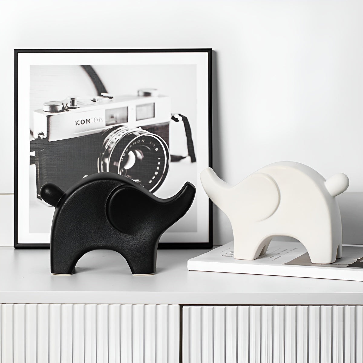 Matte Minimalist Ceramic Elephant Figurine