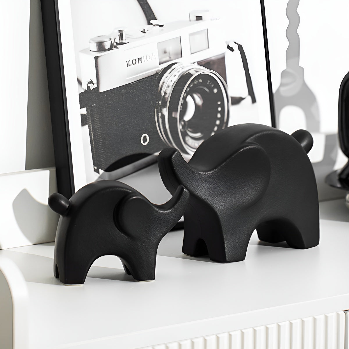 Matte Minimalist Ceramic Elephant Figurine