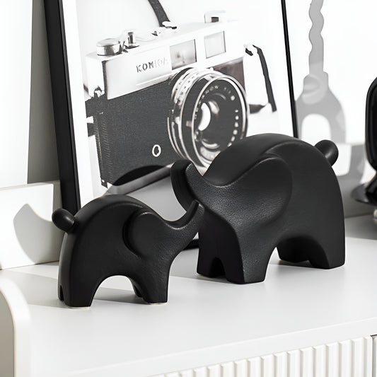Matte Minimalist Ceramic Elephant Figurine