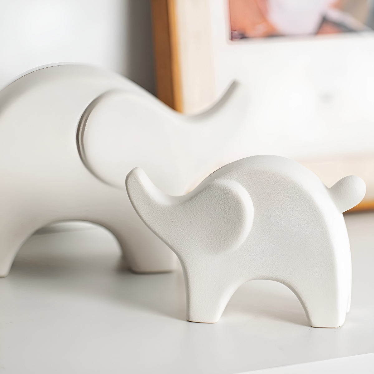 Matte Minimalist Ceramic Elephant Figurine