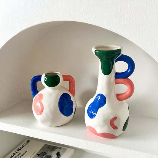 Color Splash Ceramic Double Handle Vase