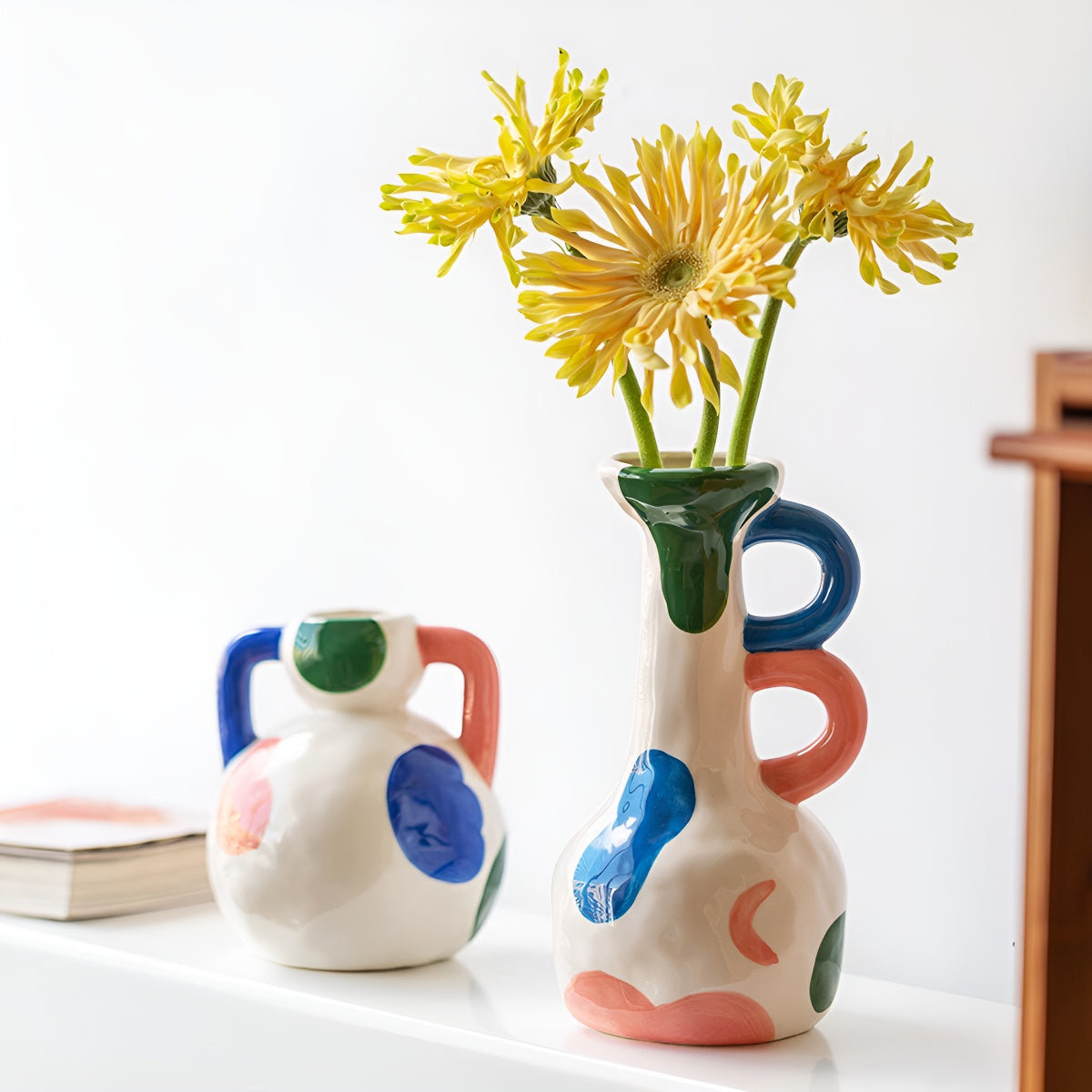 Color Splash Ceramic Double Handle Vase