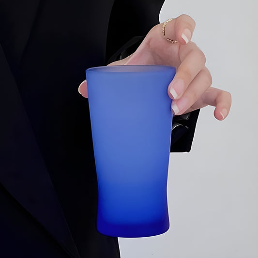 Frosted Blue Gradient Glass Tumbler