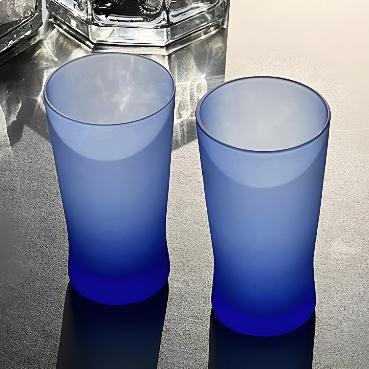 Frosted Blue Gradient Glass Tumbler