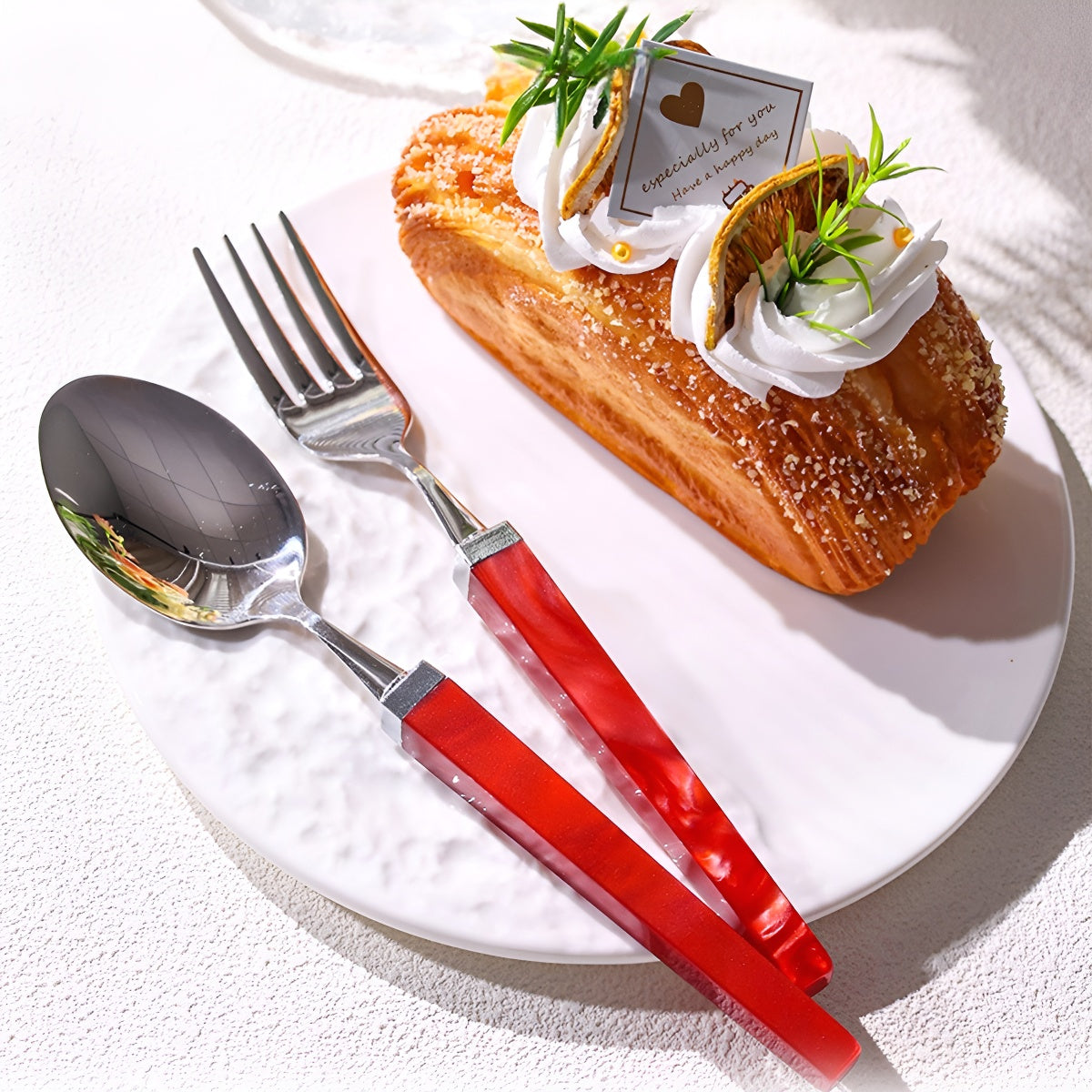 3pcs Main Course Cutlery Set with Iridescent Acrylic Handle