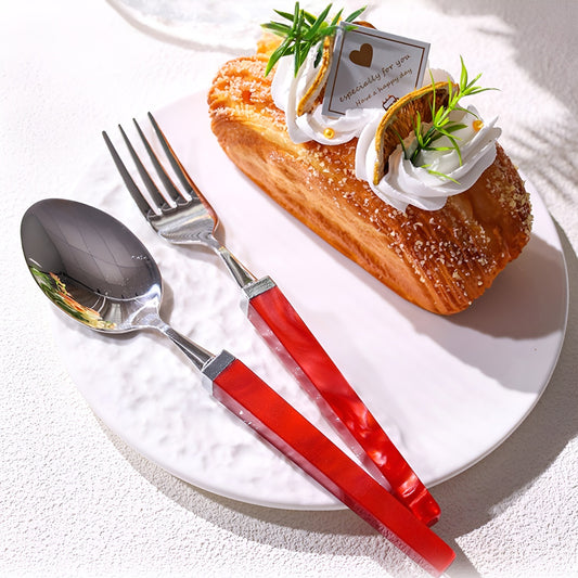 3pcs Main Course Cutlery Set with Iridescent Acrylic Handle