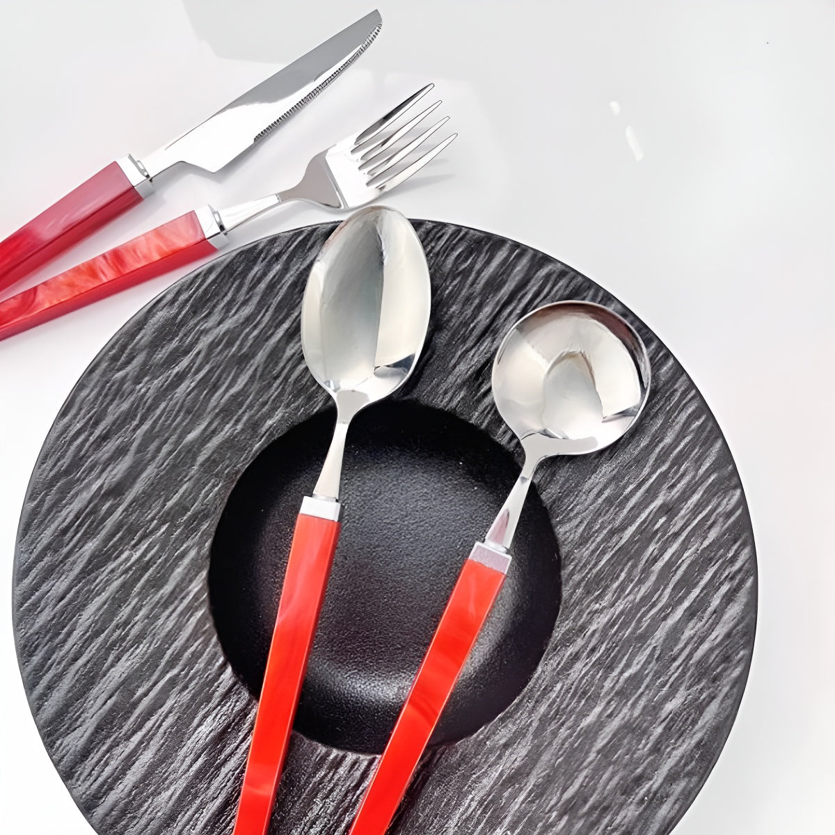 3pcs Main Course Cutlery Set with Iridescent Acrylic Handle