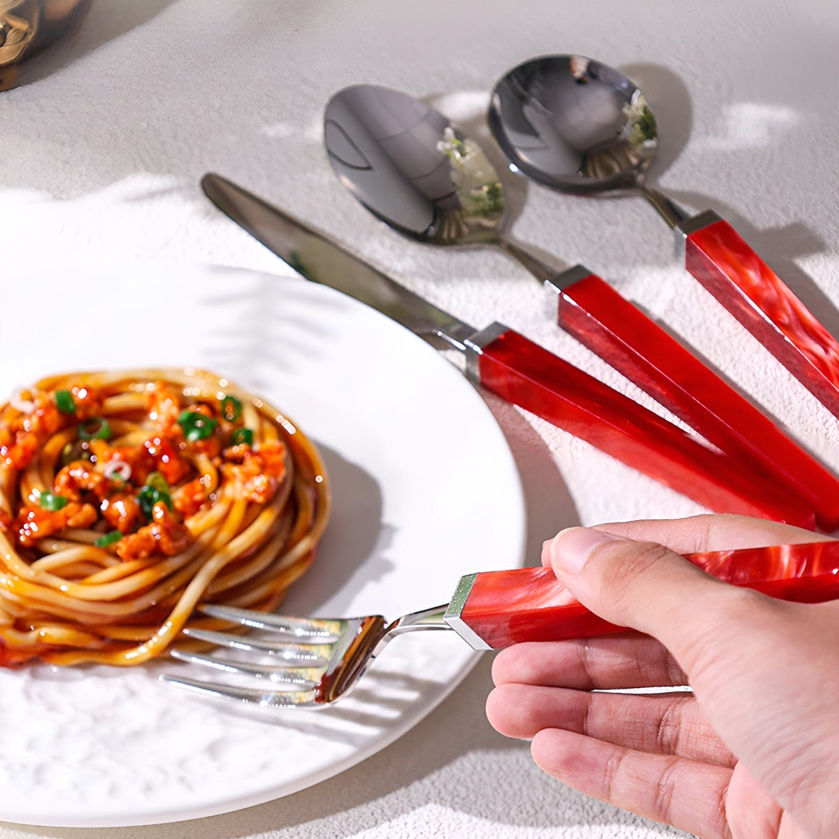 3pcs Main Course Cutlery Set with Iridescent Acrylic Handle
