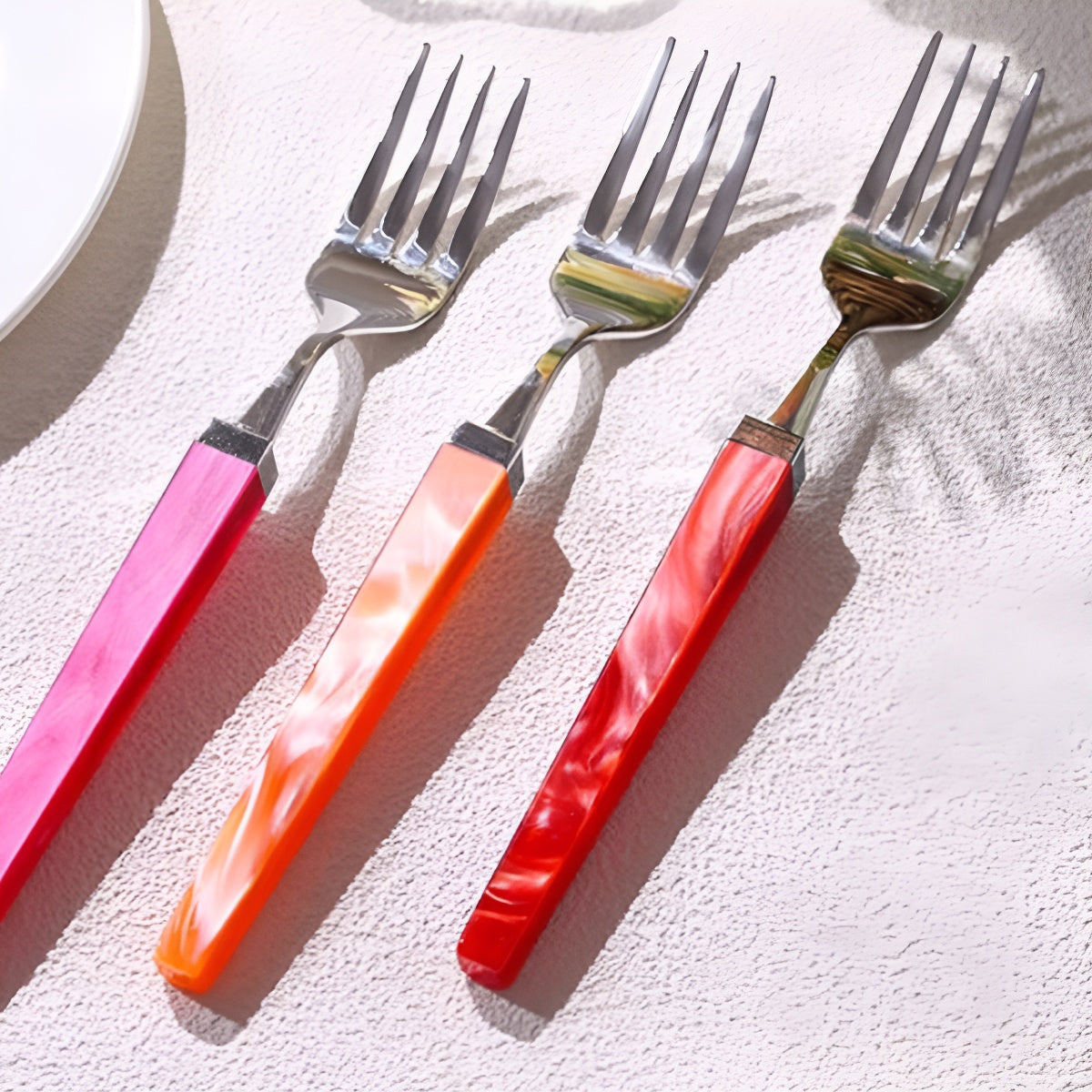 3pcs Main Course Cutlery Set with Iridescent Acrylic Handle
