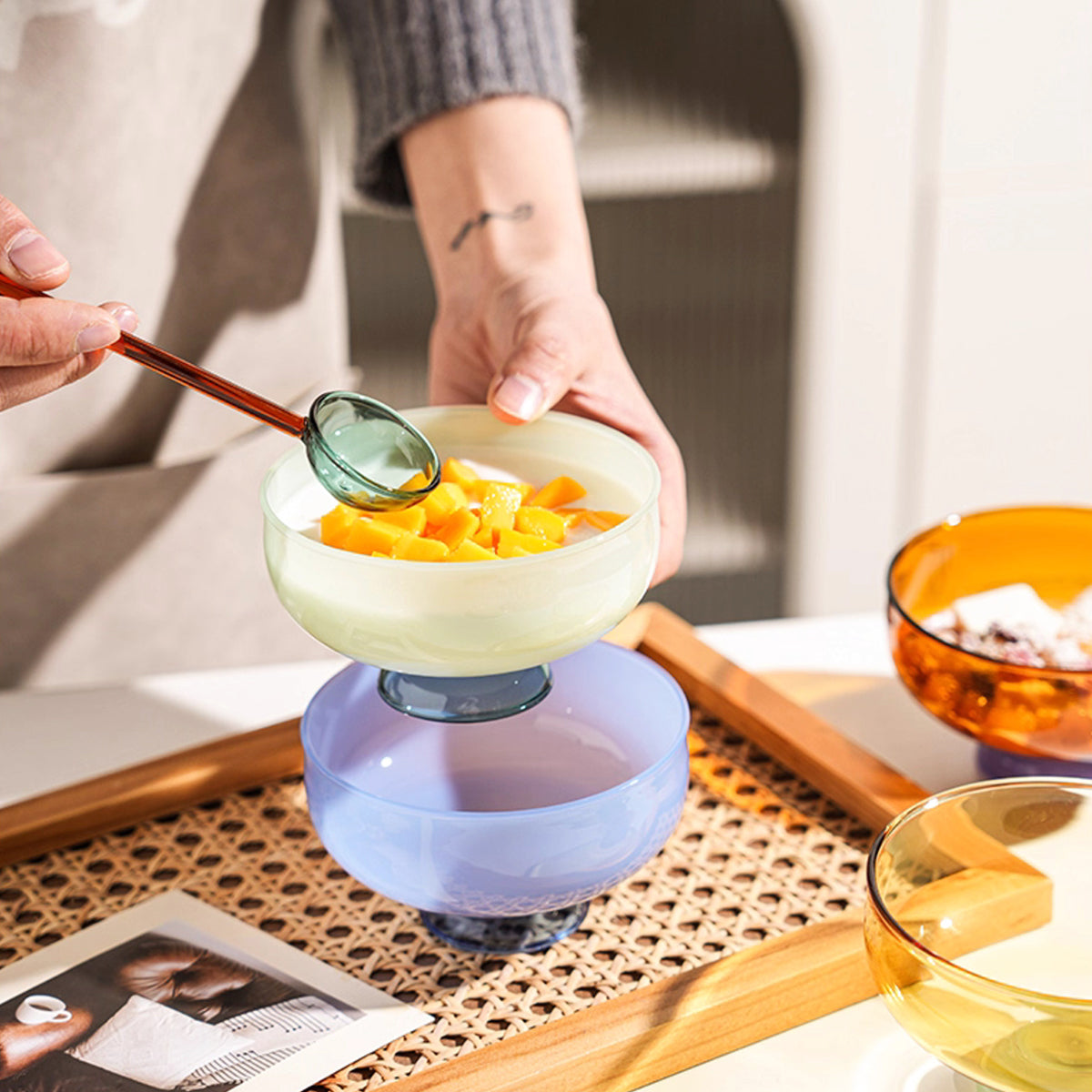 Dreamy Contrast Color-Pop Glass Bowl