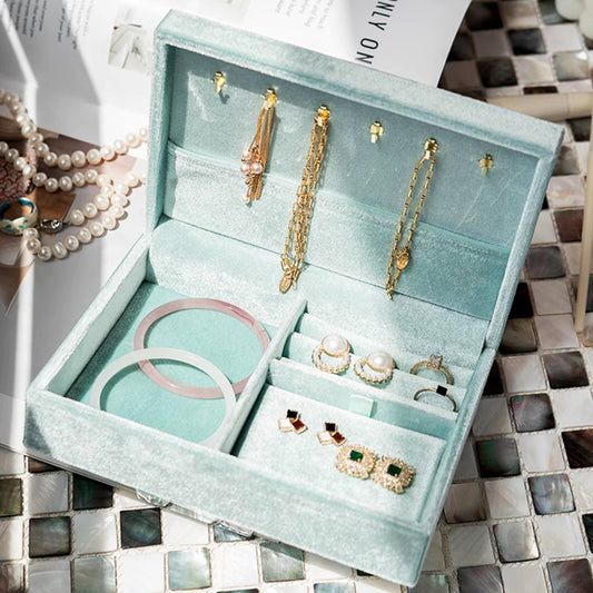 Single Layer Velvet Natural Gemstone Jewelry Organizer