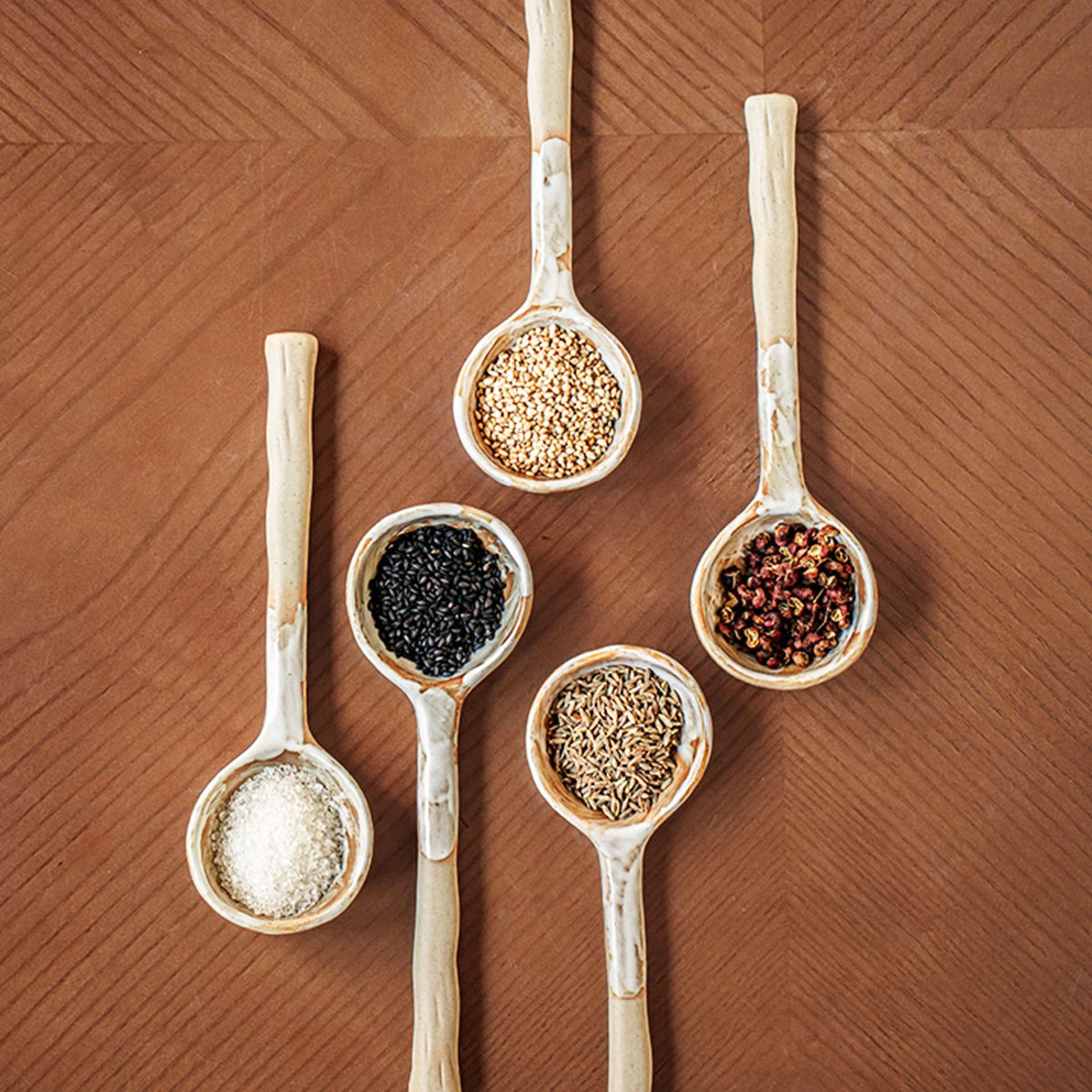 Handcrafted Rustic Long Handle Ceramic Spoon