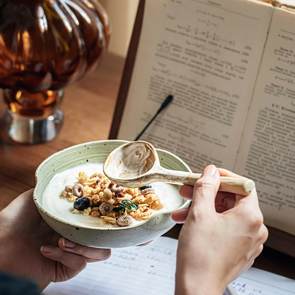Handcrafted Rustic Long Handle Ceramic Spoon