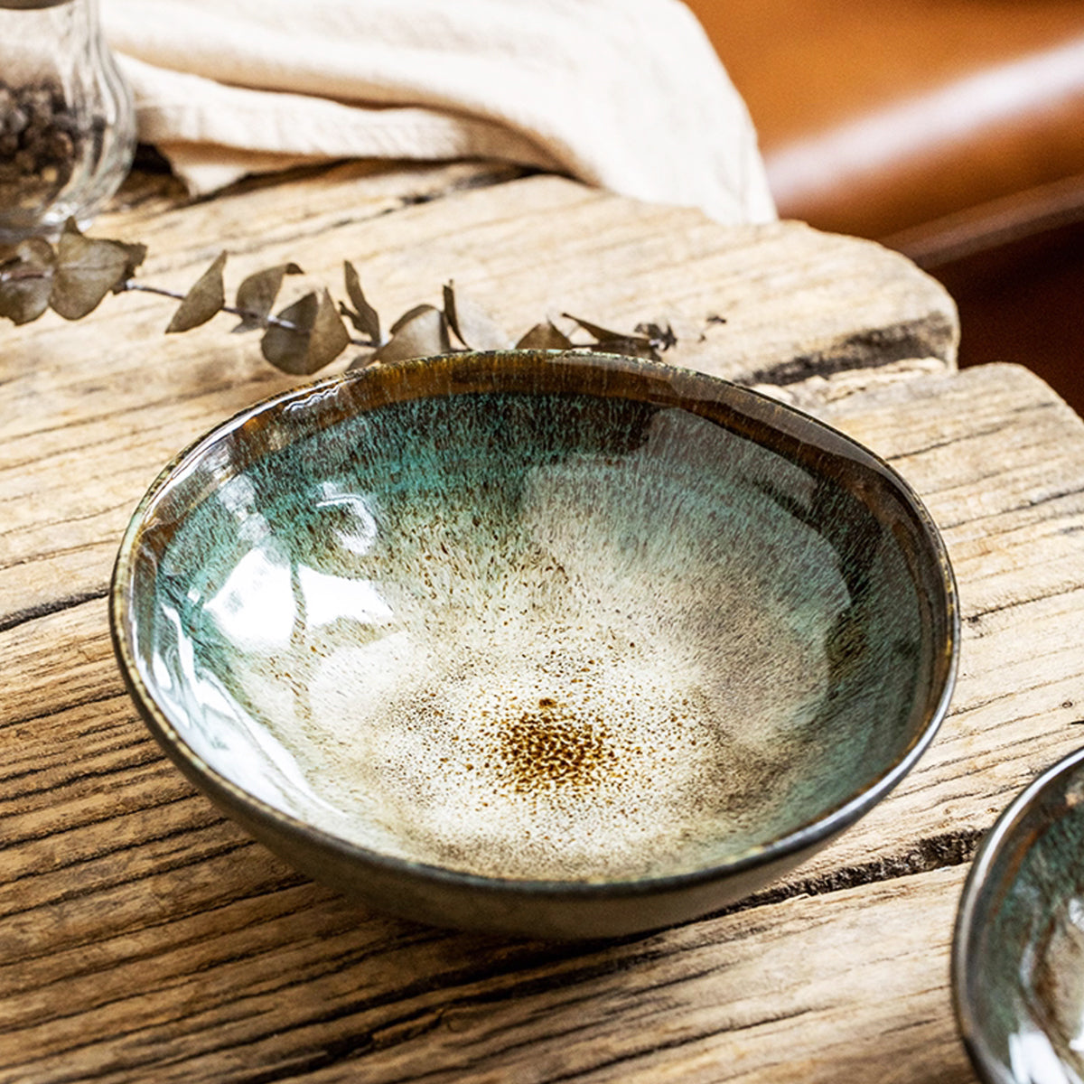 6 Inch Emerald Mist Hand-glazed Ceramic Bowl