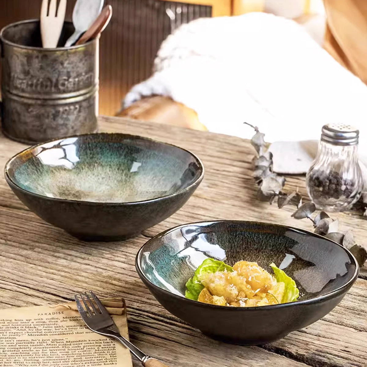 6 Inch Emerald Mist Hand-glazed Ceramic Bowl