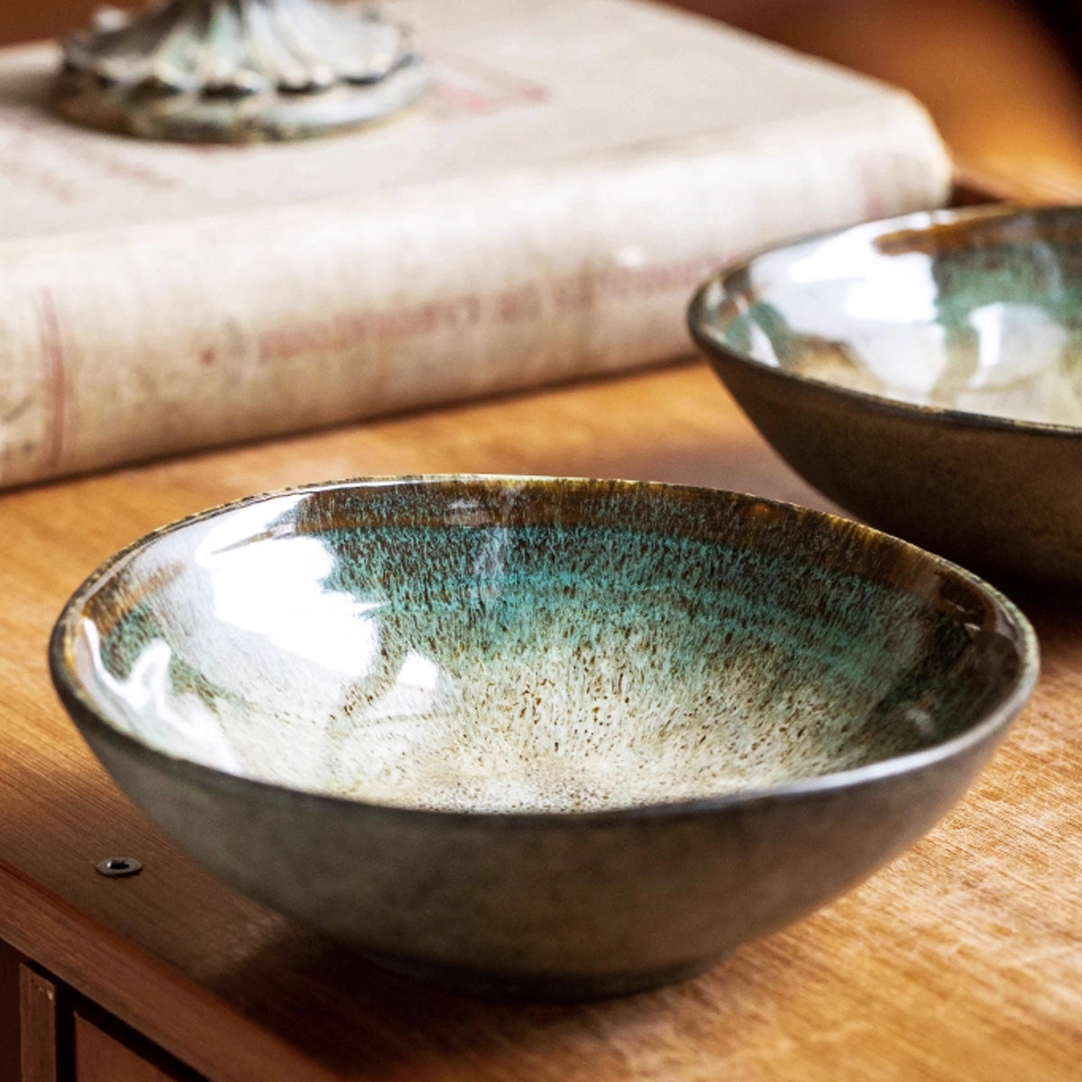 6 Inch Emerald Mist Hand-glazed Ceramic Bowl