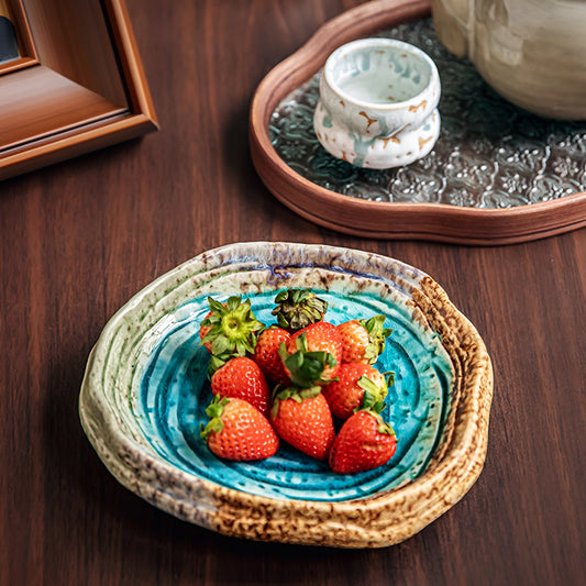 Glacier Crackle Ceramic Deep Dish Plate