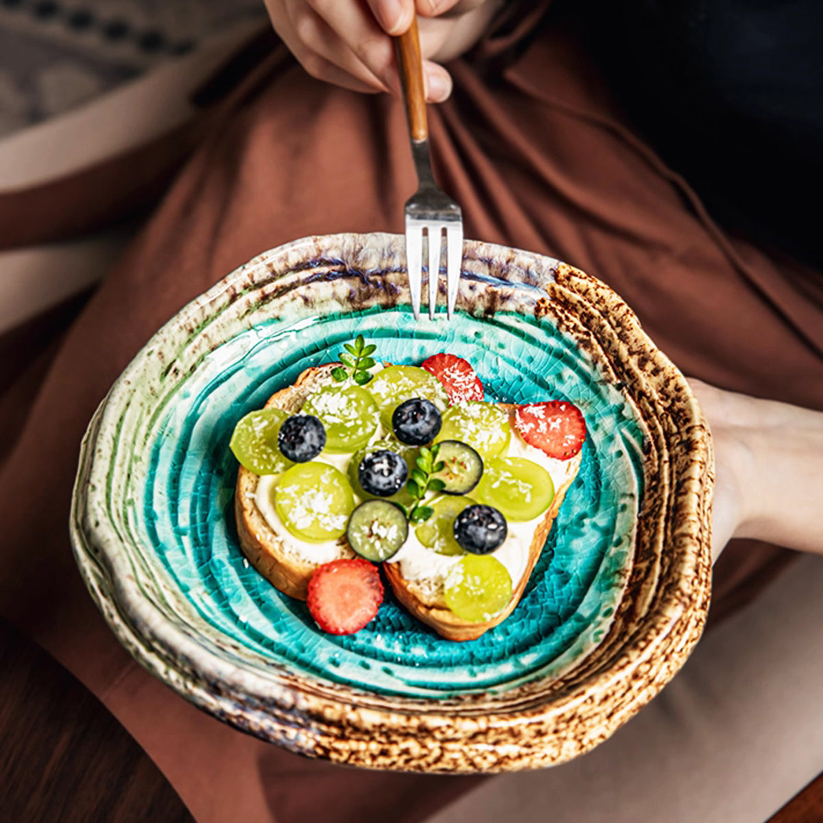 Glacier Crackle Ceramic Deep Dish Plate