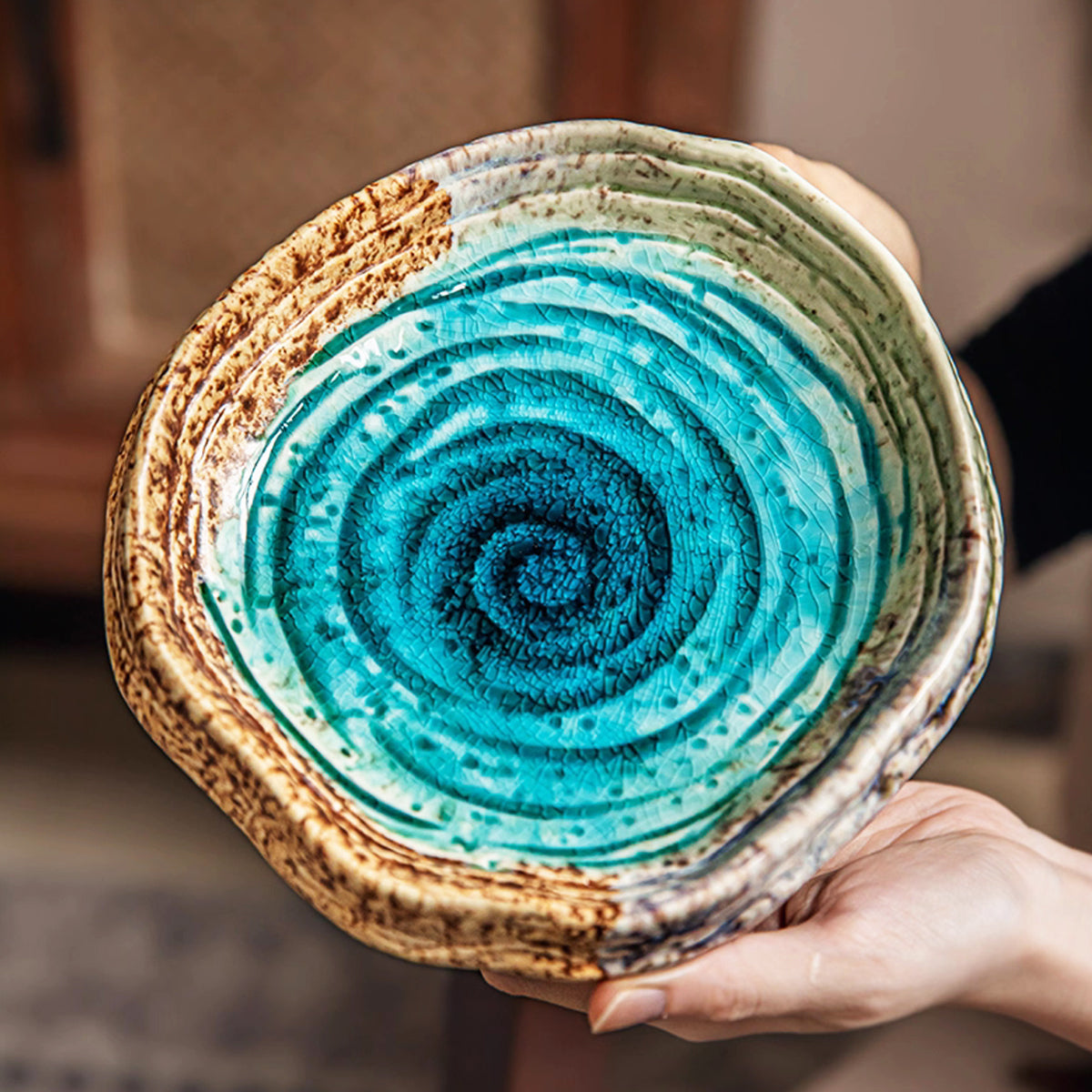 Glacier Crackle Ceramic Deep Dish Plate