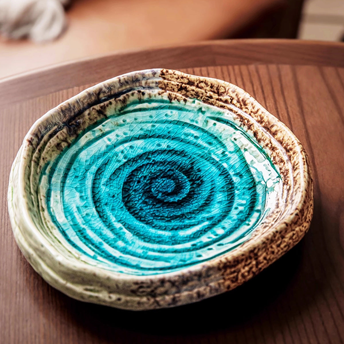 Glacier Crackle Ceramic Deep Dish Plate