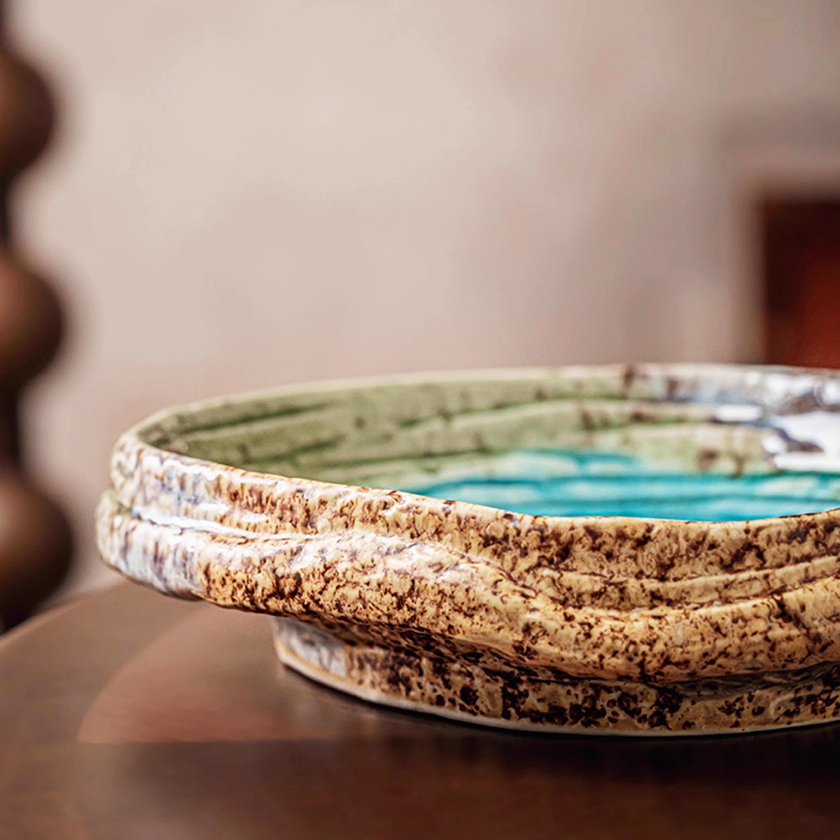 Glacier Crackle Ceramic Deep Dish Plate