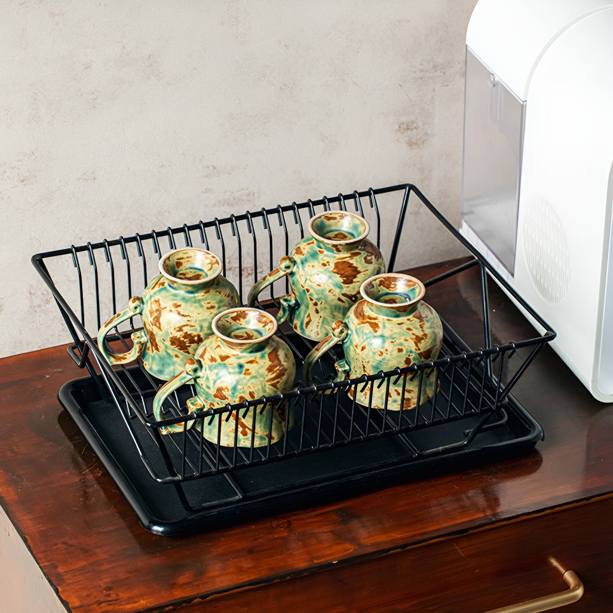 Handcrafted Vintage Green Pedestal Flower Shape Ceramic Mug