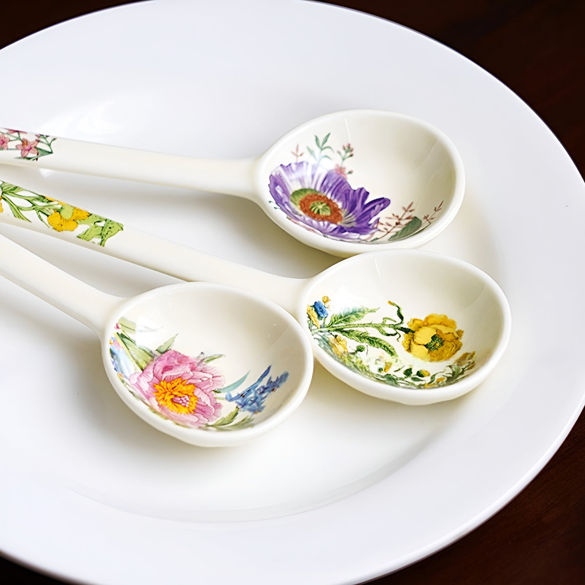 Garden-Inspired Floral Ceramic Long Handle Spoon