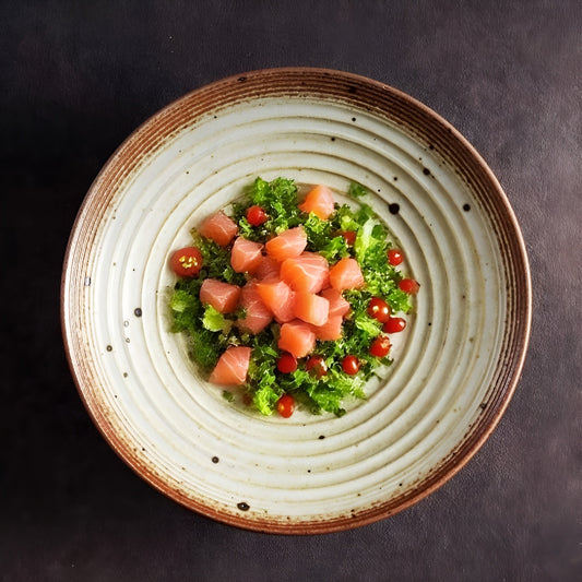 6 Inch Ribbed Rustic Hat-Shaped Ceramic Plate