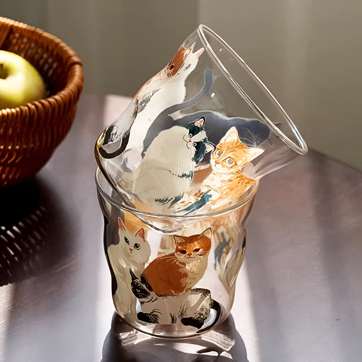 Cat Print Illustration Glass Tumbler