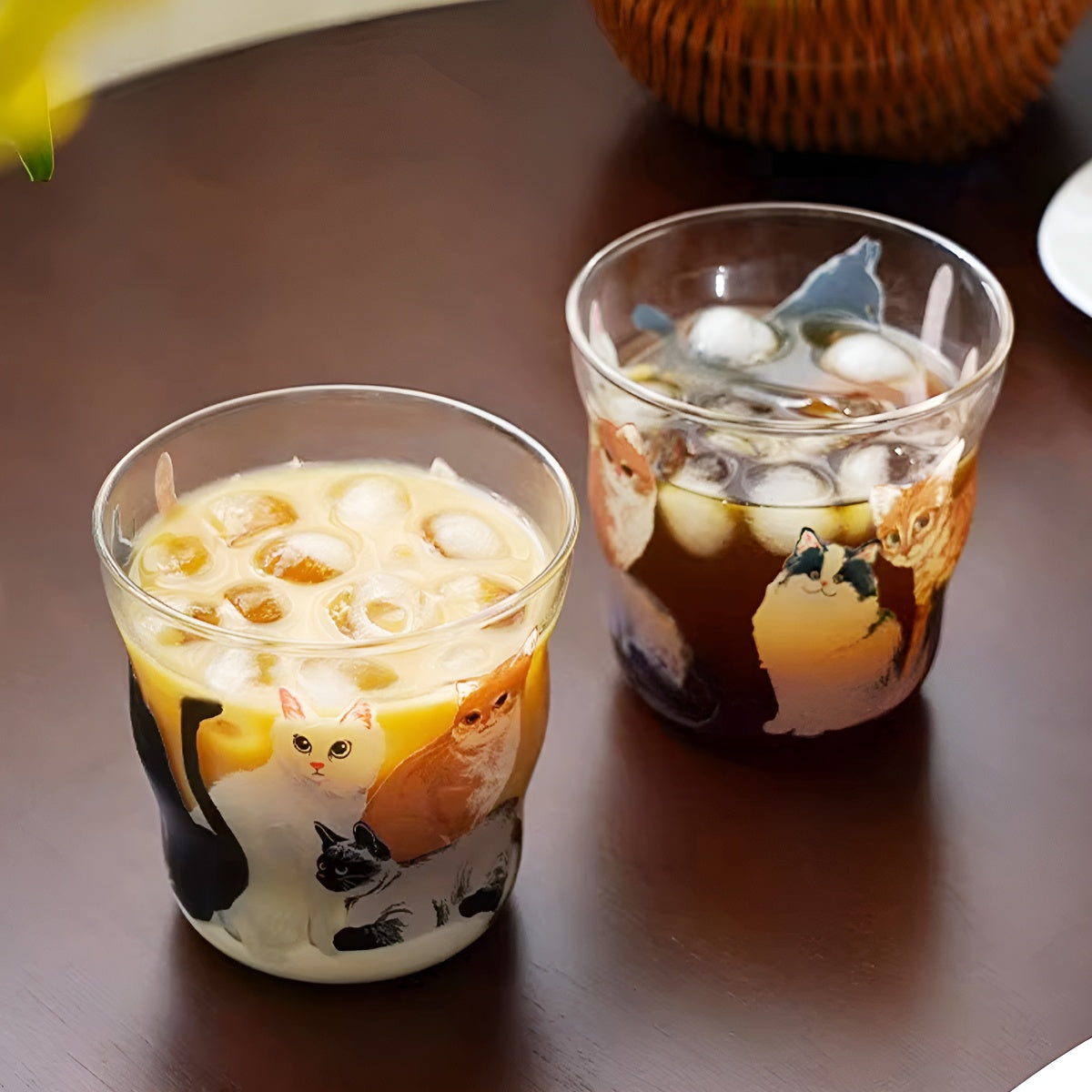 Cat Print Illustration Glass Tumbler