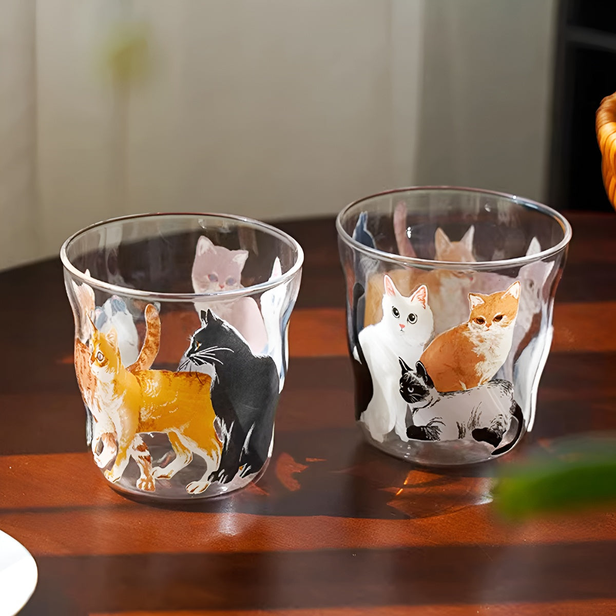 Cat Print Illustration Glass Tumbler