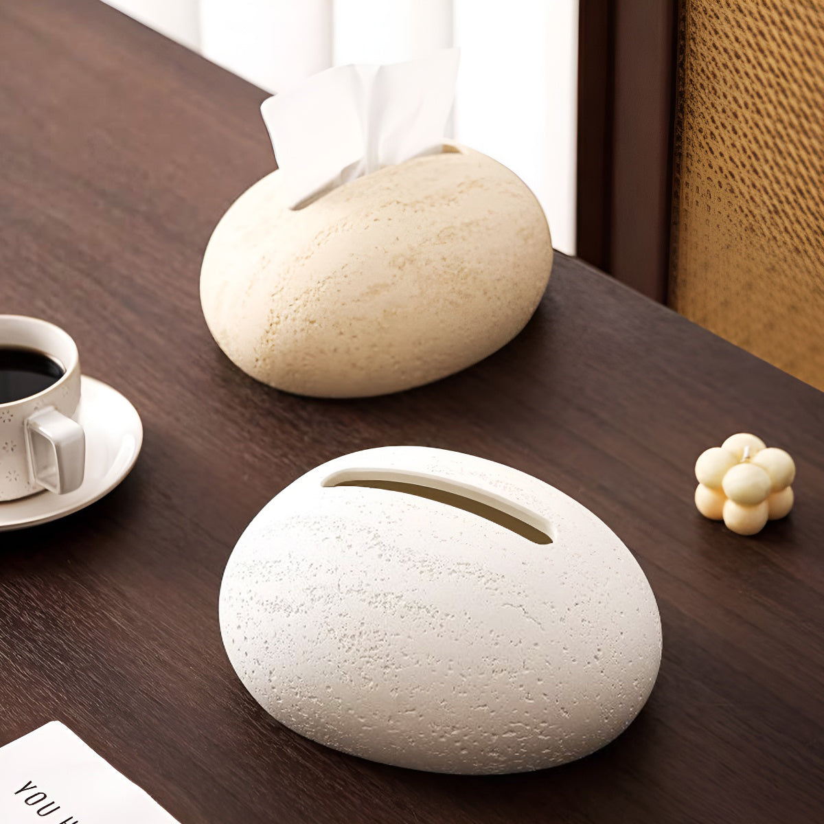 Travertine Teardrop-Shaped Tissue Box