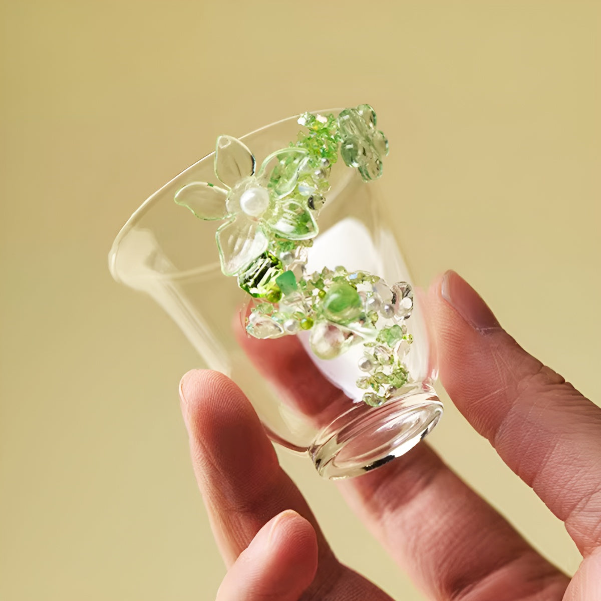 Floral Pearl Botanical Glass Tea Cup