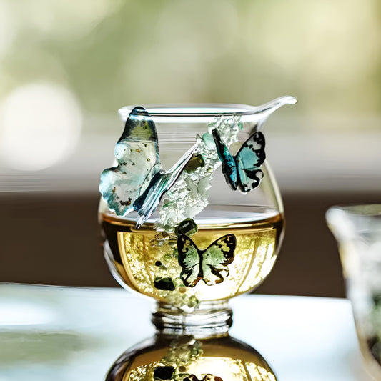 Embossed Butterfly Glass Fairness Pitcher