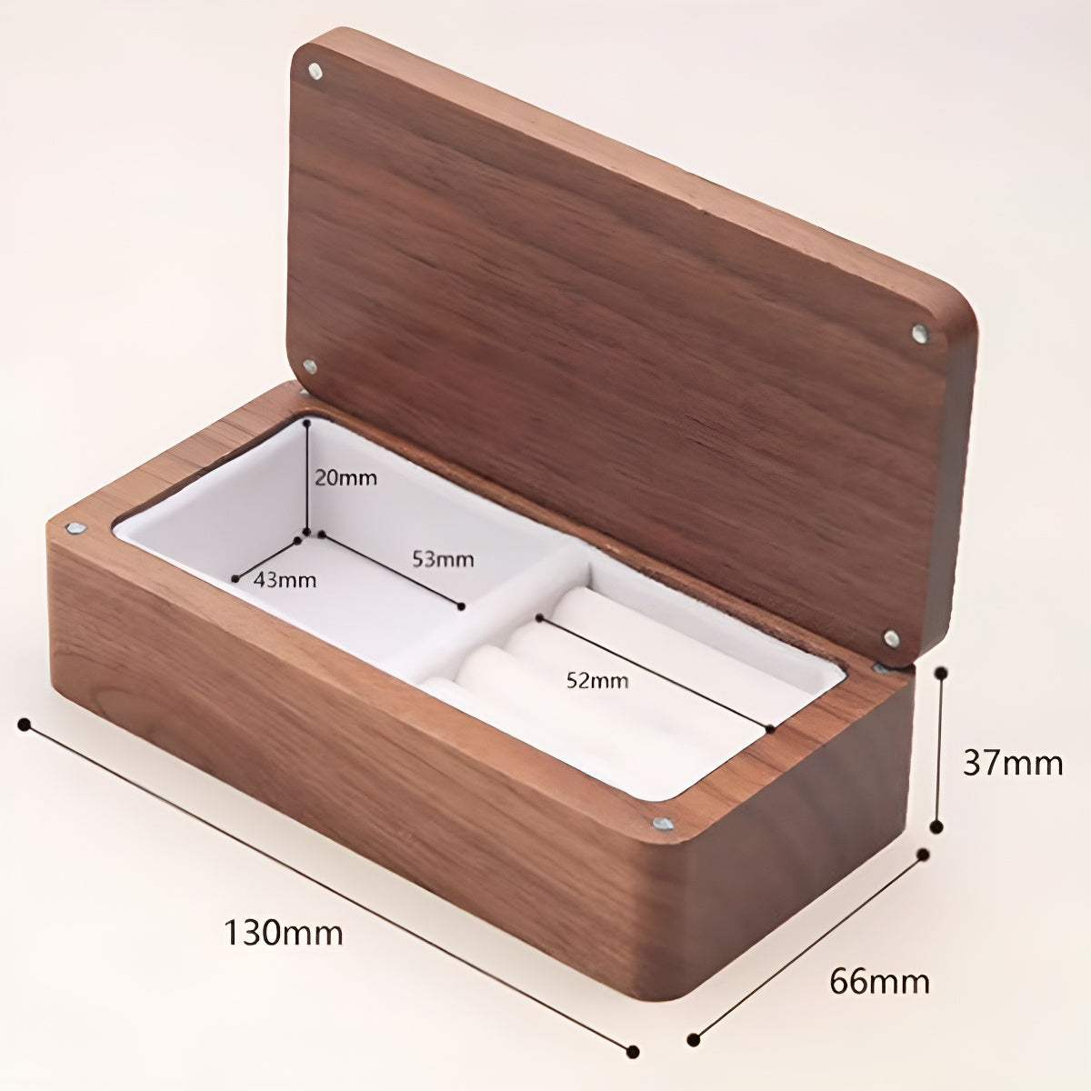 Dark Walnut Wood Velvet Jewelry Storage Box