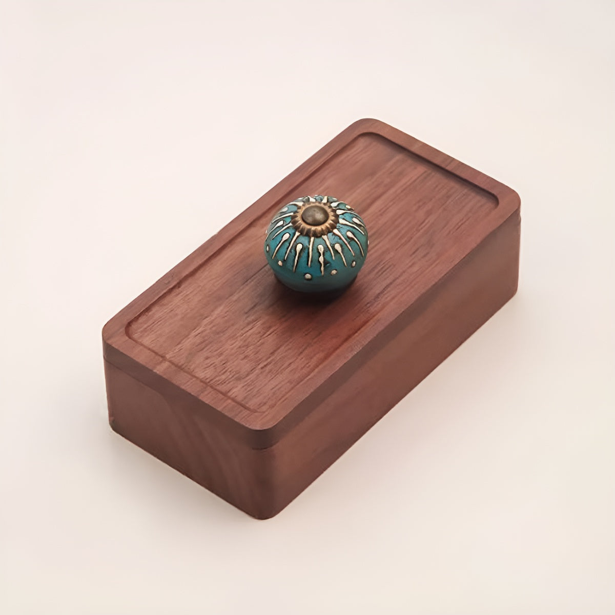 Dark Walnut Wood Velvet Jewelry Storage Box
