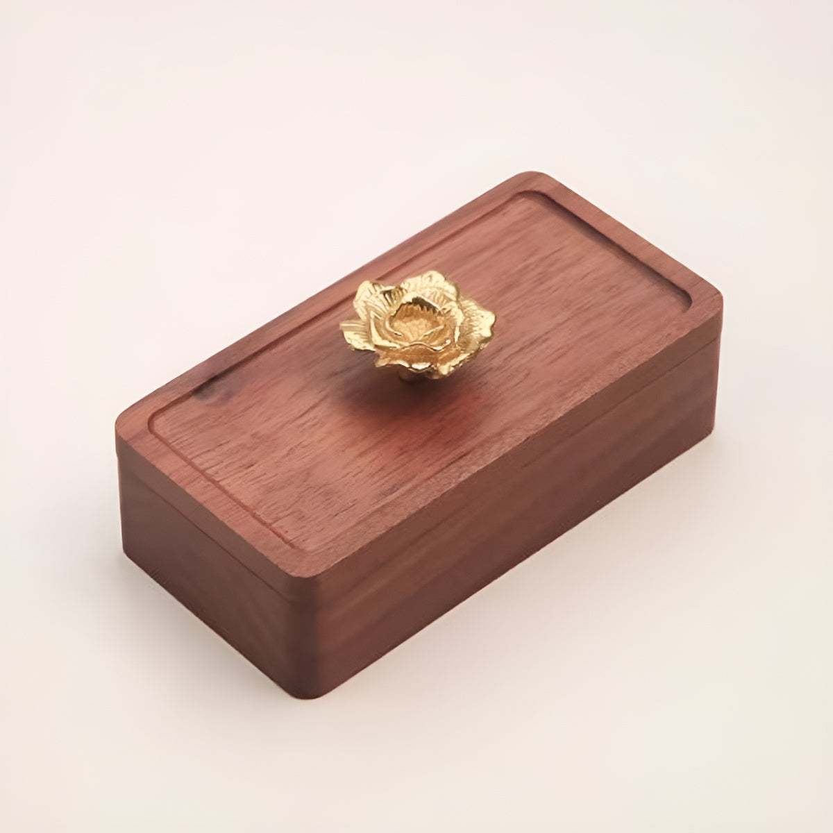 Dark Walnut Wood Velvet Jewelry Storage Box