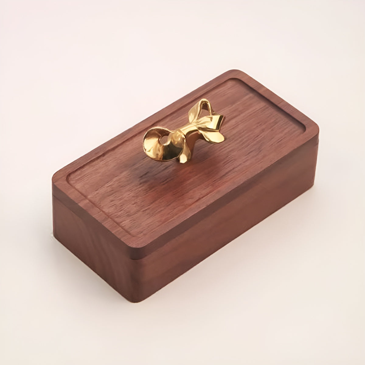 Dark Walnut Wood Velvet Jewelry Storage Box