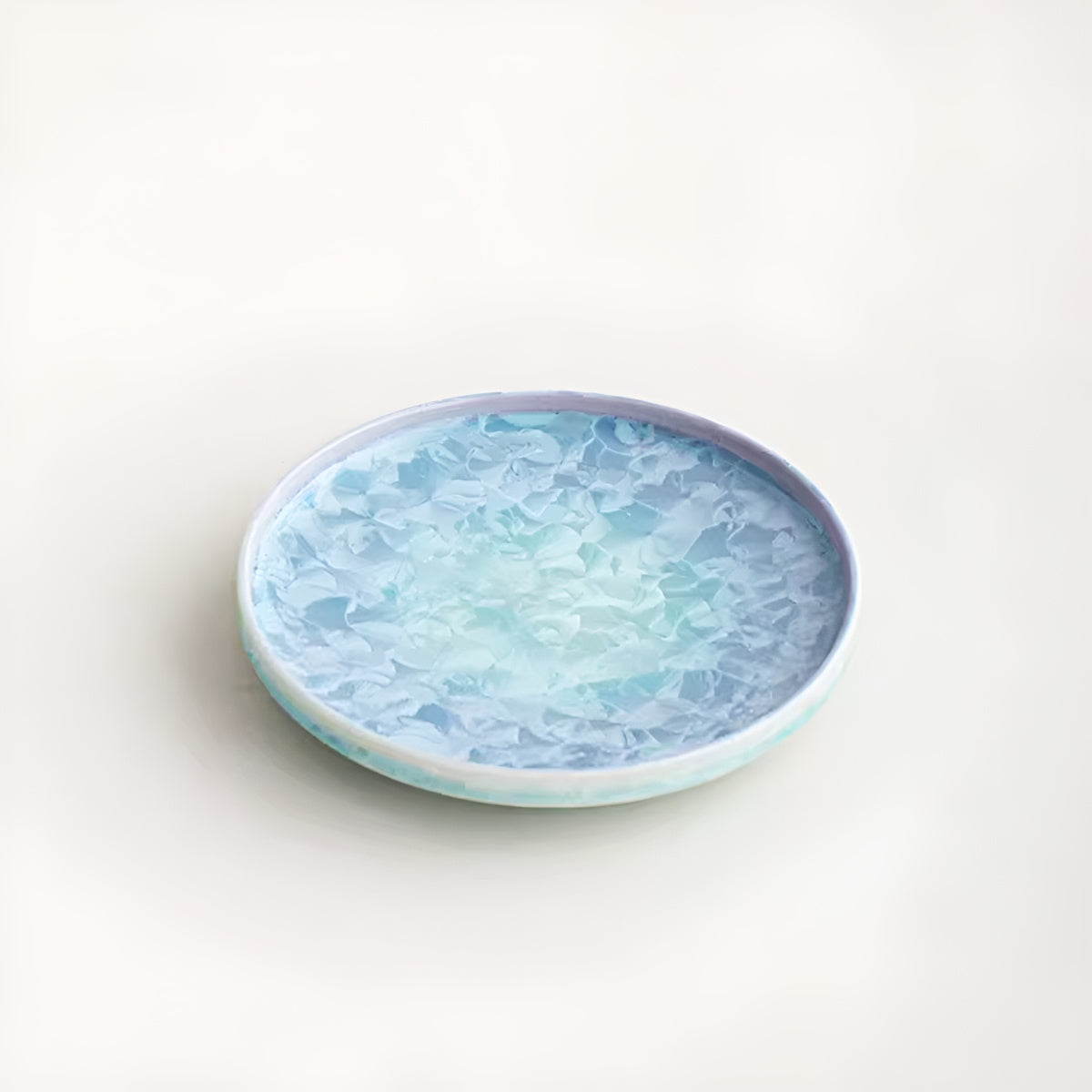 Purple & Aqua Crystal Glaze Ceramic Round Teapot Tray