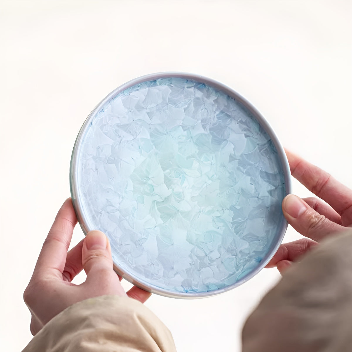 Purple & Aqua Crystal Glaze Ceramic Round Teapot Tray