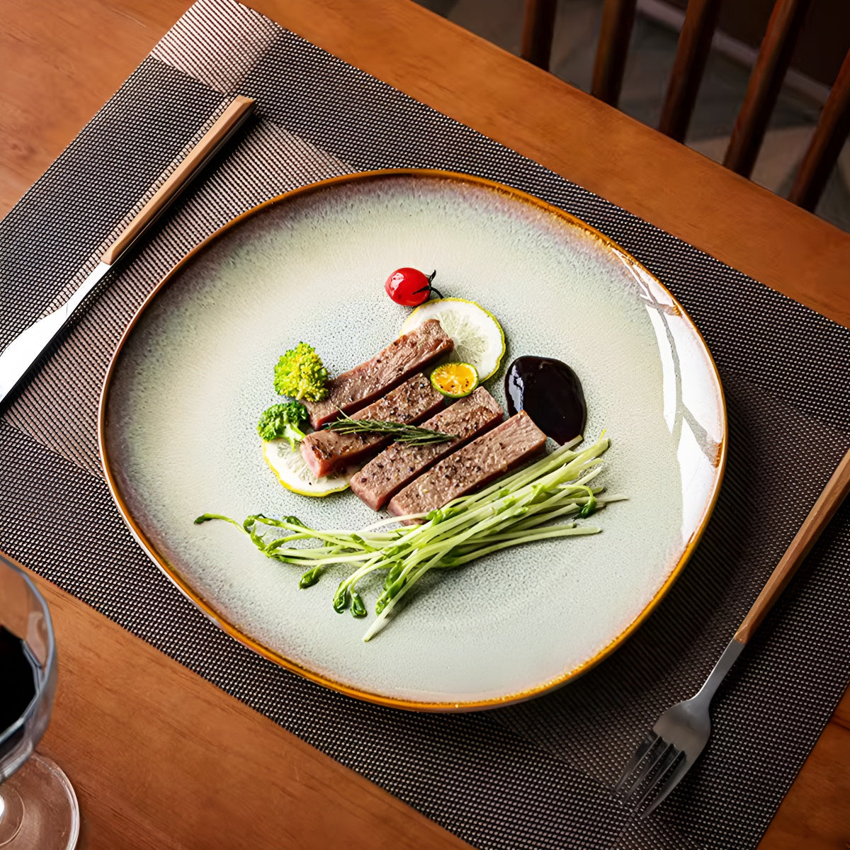 Kiln-Glazed Irregular Ceramic Bowl Plate Diningware