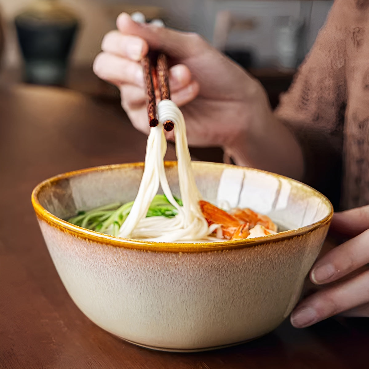 Kiln-Glazed Irregular Ceramic Bowl Plate Diningware